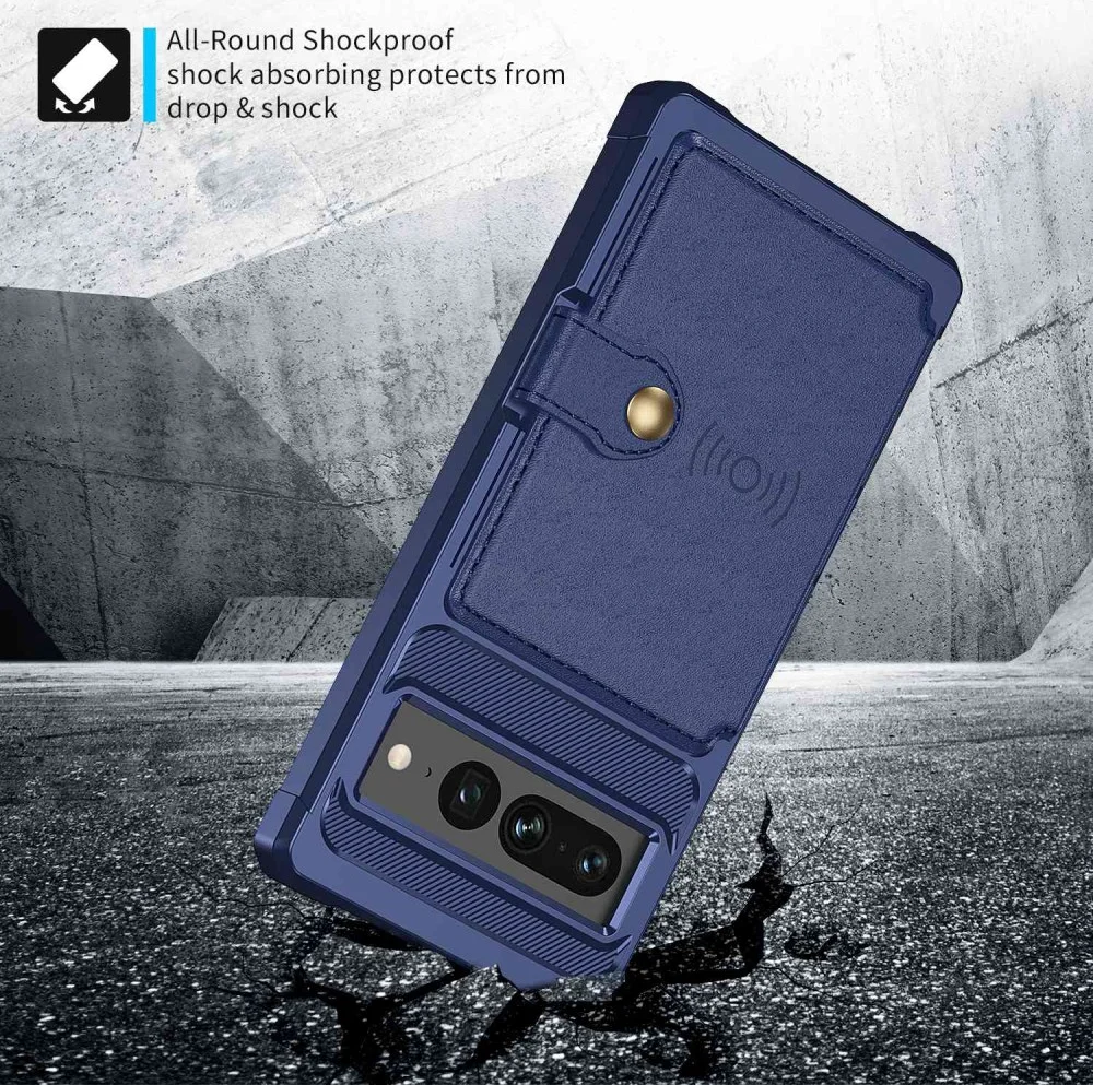 Google Pixel 7 Pro 3 in 1 Back Cover Portemonnee Hoesje Donkerblauw afbeelding 4