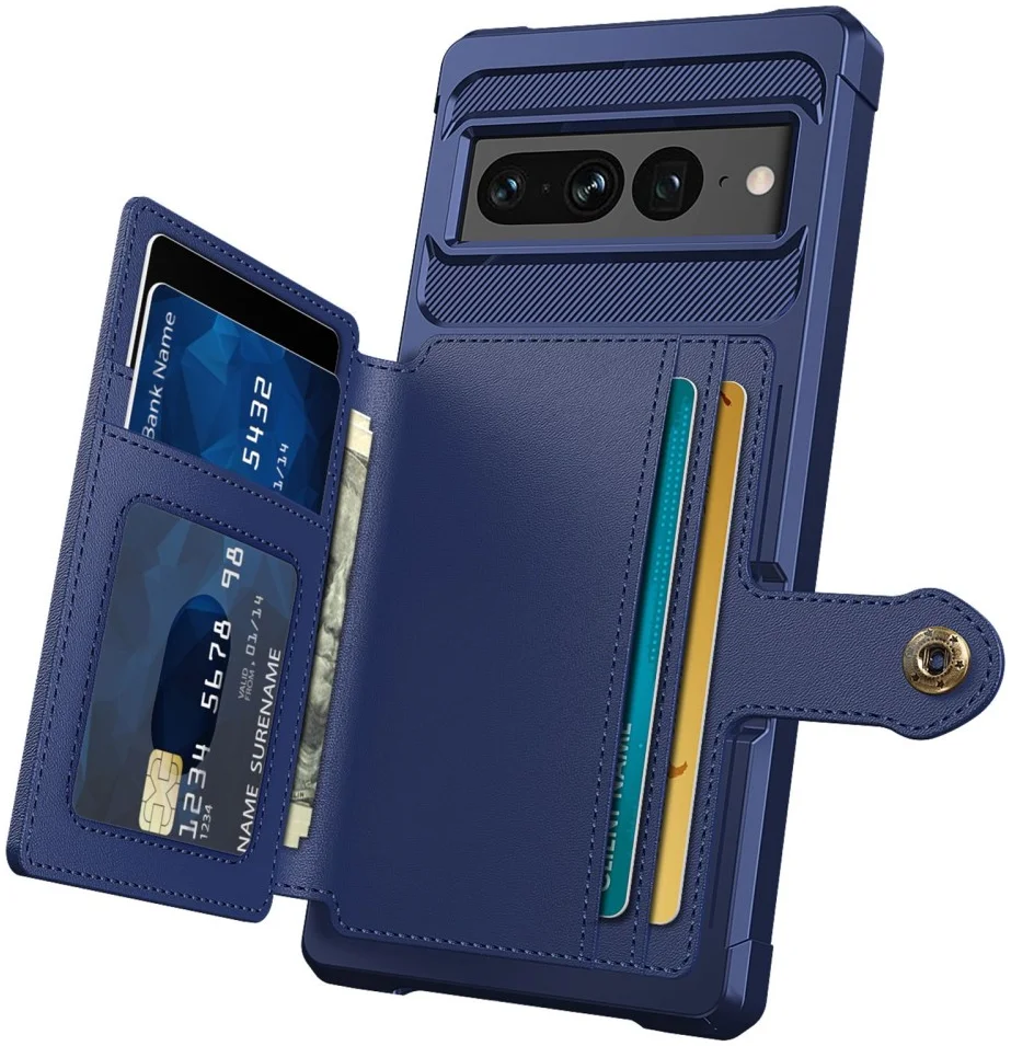 Google Pixel 7 Pro 3 in 1 Back Cover Portemonnee Hoesje Donkerblauw afbeelding 7