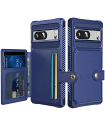 Google Pixel 8 3 in 1 Back Cover Portemonnee Hoesje Donkerblauw