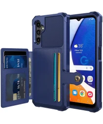 Samsung Galaxy A14 3 in 1 Back Cover Portemonnee Hoesje Donkerblauw