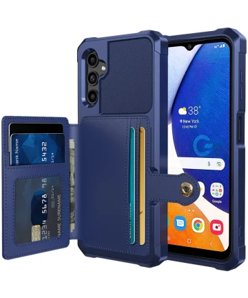 Samsung Galaxy A14 3 in 1 Back Cover Portemonnee Hoesje Donkerblauw Hoesjes