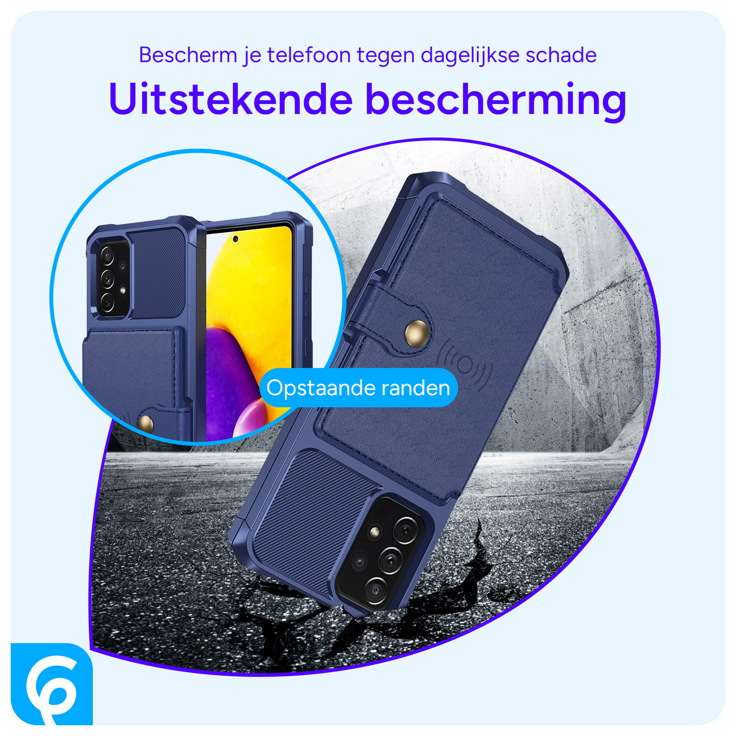 Samsung Galaxy A52 / A52S 3 in 1 Back Cover Portemonnee Hoesje Navy afbeelding 3