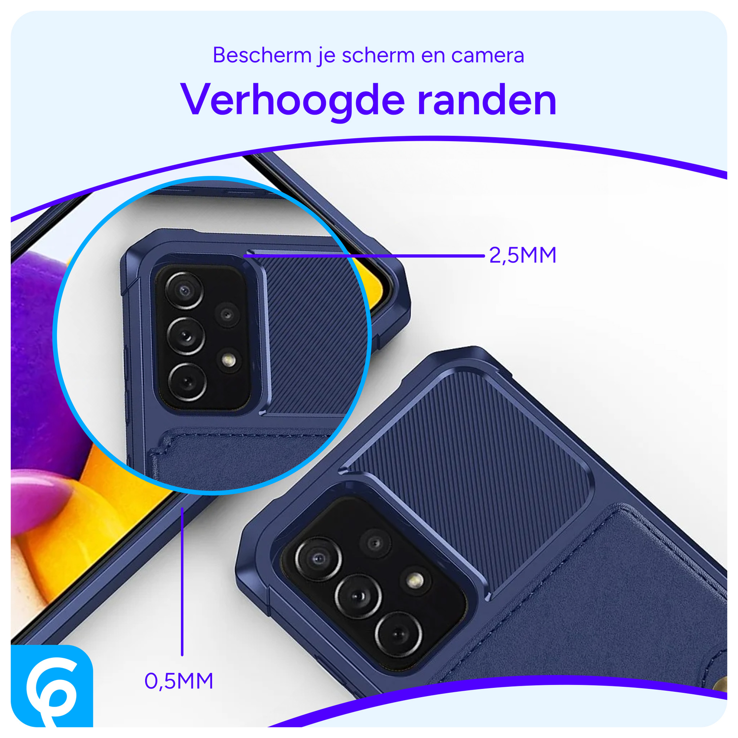 Samsung Galaxy A52 / A52S 3 in 1 Back Cover Portemonnee Hoesje Navy afbeelding 5