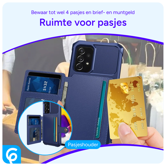Samsung Galaxy A52 / A52S 3 in 1 Back Cover Portemonnee Hoesje Navy afbeelding 2