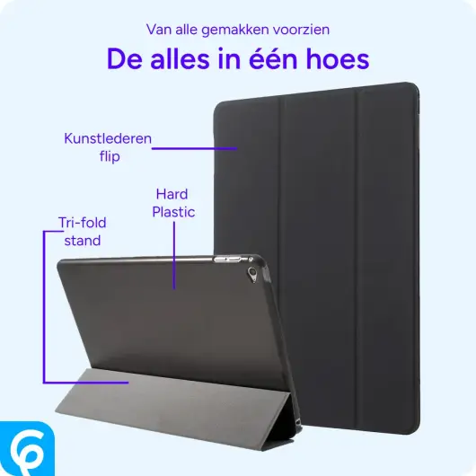 Apple iPad 9.7 2017 / 2018 / Air (2) Hoes Tri-Fold Book Case Zwart afbeelding 2