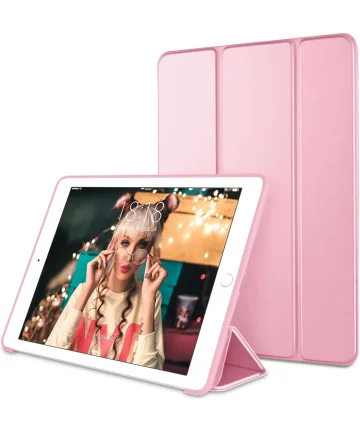 Apple iPad 9.7 2017 / 2018 / Air (2) Hoes Tri-Fold Book Case Roze Hoesjes