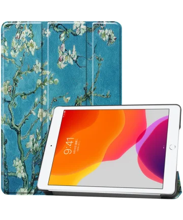 Apple iPad 10.2 (2021/2020/2019) Hoes Tri-Fold Book Case Bloesem Hoesjes