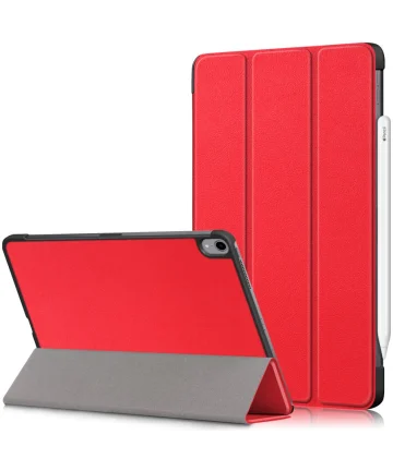 Apple iPad Air 10.9 (2020 / 2022) Hoes Tri-Fold Book Case Rood Hoesjes