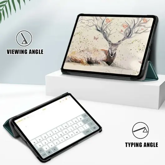 Apple iPad Air 10.9 (2020 / 2022) Hoes Tri-Fold Book Case Groen afbeelding 5