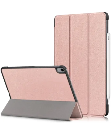 Apple iPad Air 10.9 (2020 / 2022) Hoes Tri-Fold Book Case Roze Goud Hoesjes