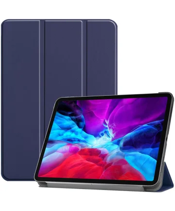 iPad Pro 12.9 Hoes Tri-Fold Book Case met Standaard Blauw Hoesjes