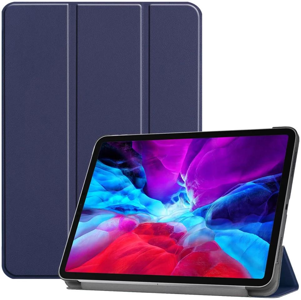 iPad Pro 12.9 Hoes Tri-Fold Book Case met Standaard Blauw afbeelding 1