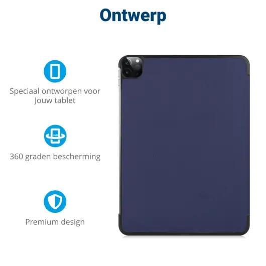 iPad Pro 12.9 Hoes Tri-Fold Book Case met Standaard Blauw afbeelding 3
