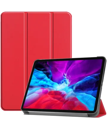 iPad Pro 12.9 Hoes Tri-Fold Book Case met Standaard Rood Hoesjes