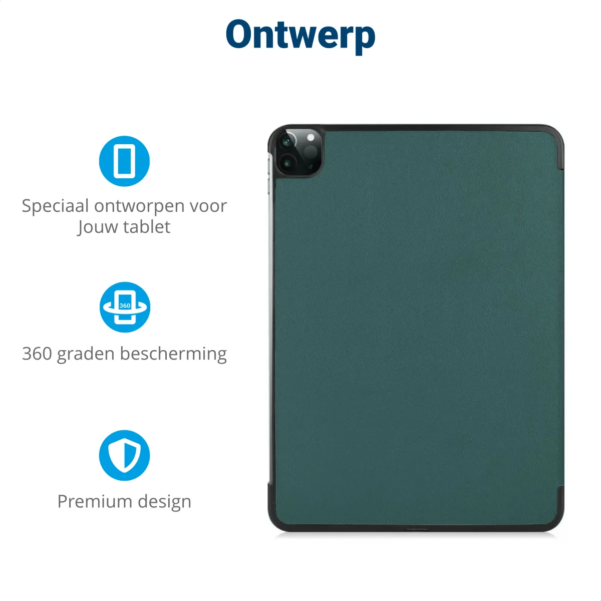 iPad Pro 12.9 Hoes Tri-Fold Book Case met Standaard Groen afbeelding 3