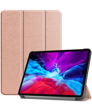 iPad Pro 12.9 Hoes Tri-Fold Book Case met Standaard Roze Goud Hoesjes