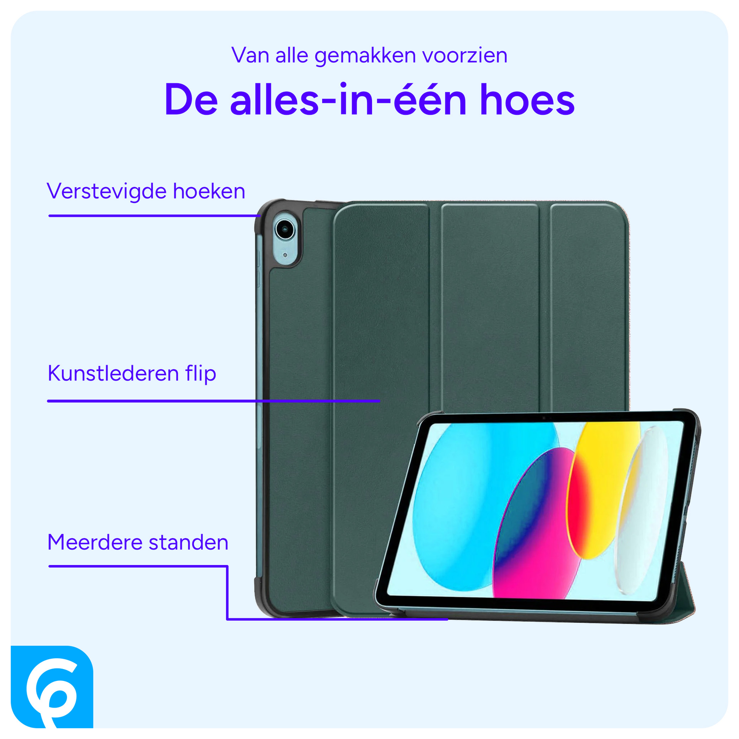 Apple iPad 11 (2025) / 10.9 (2022) Hoes Tri-Fold Book Case Groen afbeelding 3