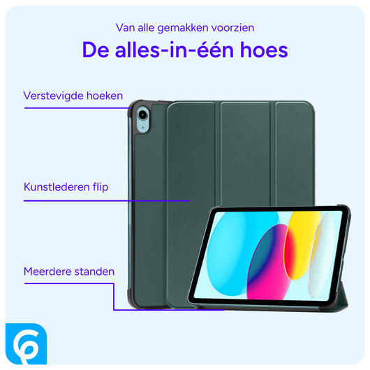 Apple iPad 11 (2025) / 10.9 (2022) Hoes Tri-Fold Book Case Groen afbeelding 3