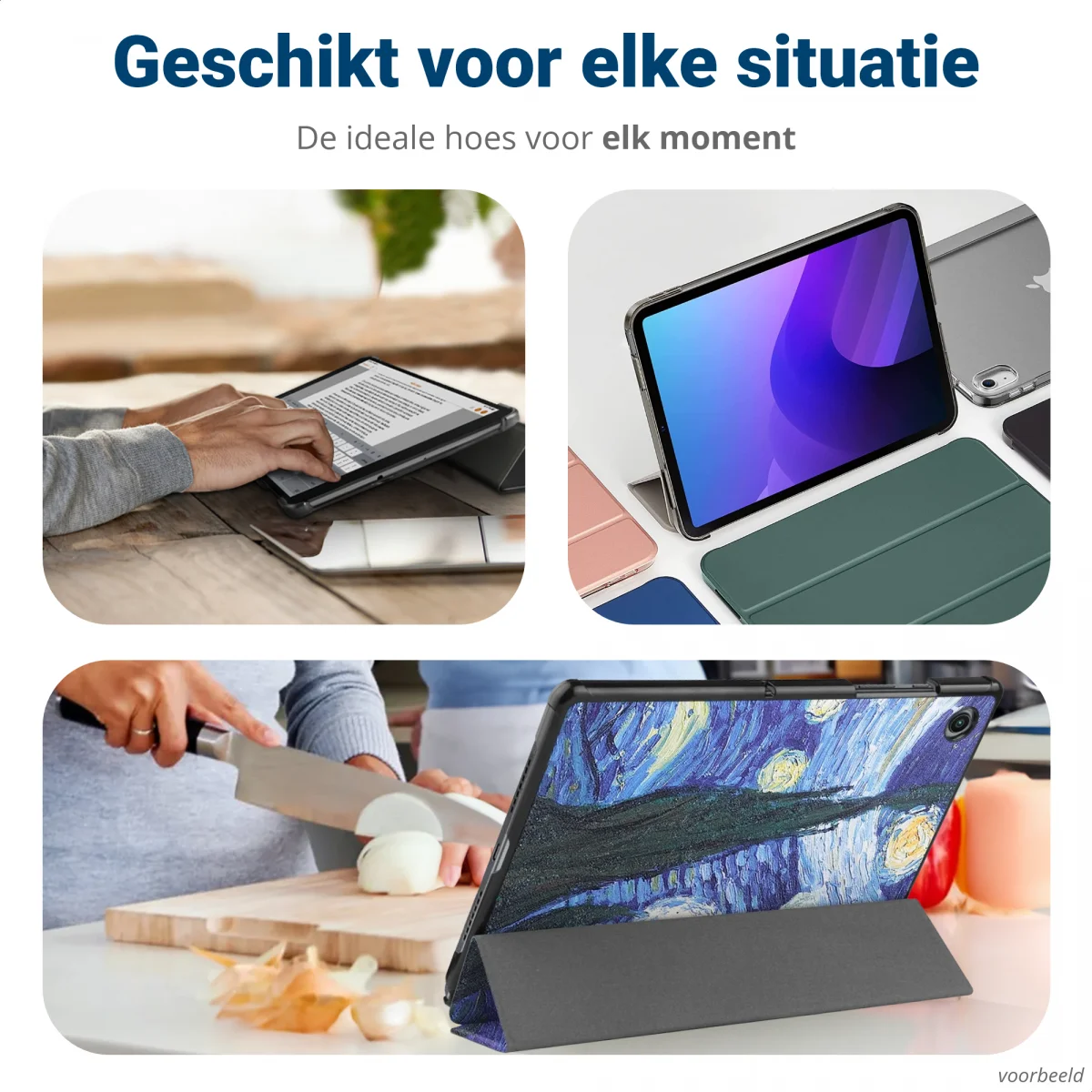 Apple iPad 11 (2025) / 10.9 (2022) Hoes Tri-Fold Book Case Sterrennacht Print afbeelding 8