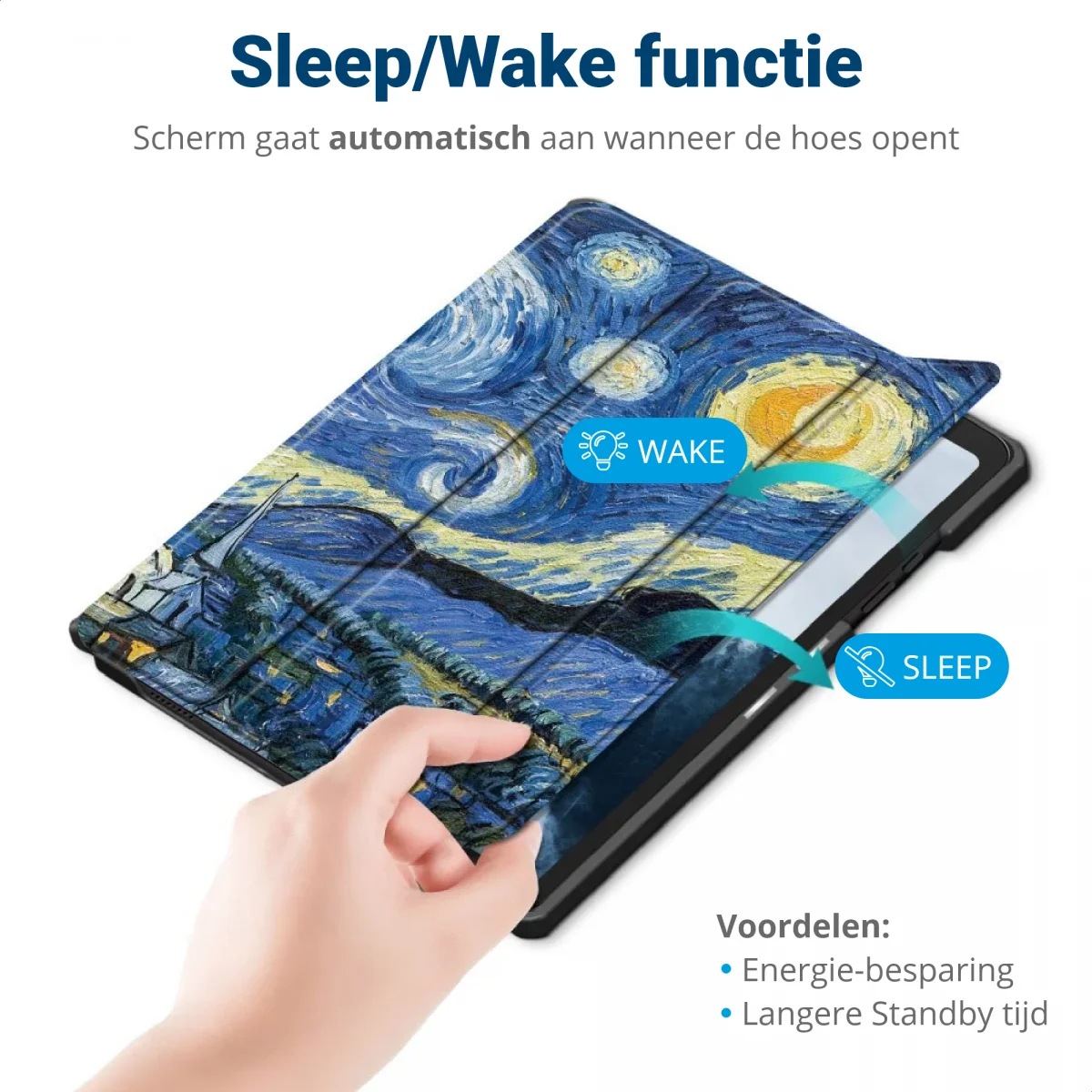 Apple iPad 11 (2025) / 10.9 (2022) Hoes Tri-Fold Book Case Sterrennacht Print afbeelding 7