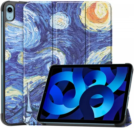 Apple iPad 11 (2025) / 10.9 (2022) Hoes Tri-Fold Book Case Sterrennacht Print afbeelding 1