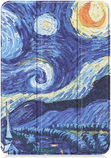 Apple iPad 11 (2025) / 10.9 (2022) Hoes Tri-Fold Book Case Sterrennacht Print afbeelding 10