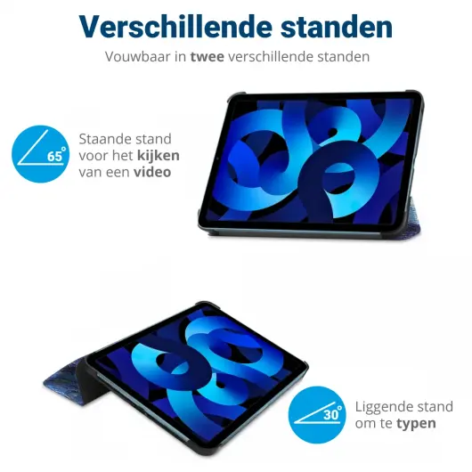Apple iPad 11 (2025) / 10.9 (2022) Hoes Tri-Fold Book Case Sterrennacht Print afbeelding 5