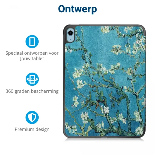 Apple iPad 11 (2025) / 10.9 (2022) Hoes Tri-Fold Book Case Blossom Print afbeelding 3