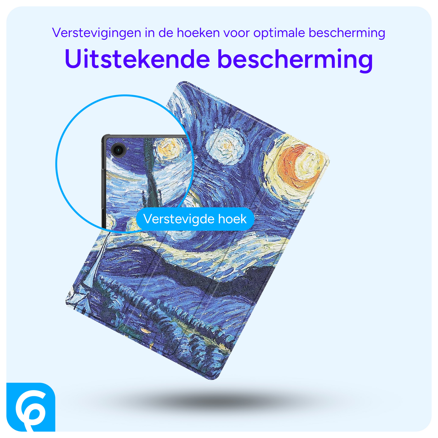 Samsung Galaxy Tab A8 Hoes Tri-Fold Book Case Sterrennacht afbeelding 2