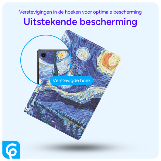 Samsung Galaxy Tab A8 Hoes Tri-Fold Book Case Sterrennacht afbeelding 2