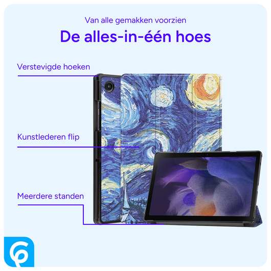 Samsung Galaxy Tab A8 Hoes Tri-Fold Book Case Sterrennacht afbeelding 3