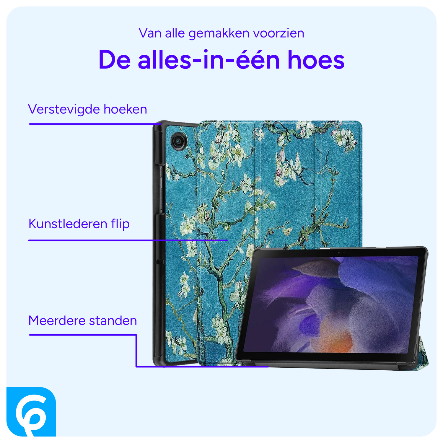 Samsung Galaxy Tab A8 Hoes Tri-Fold Book Case Blossom afbeelding 6