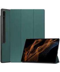 Samsung Galaxy Tab S9 Ultra Hoes Tri-Fold Book Case met Stand Groen