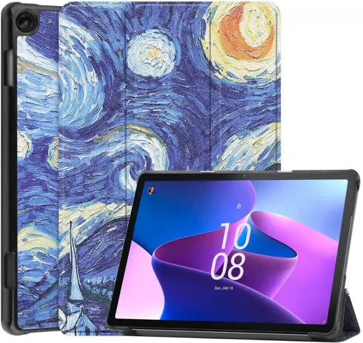 Lenovo Tab M10 Plus Gen 3 Hoes Tri-Fold Book Case Sterrennacht afbeelding 1