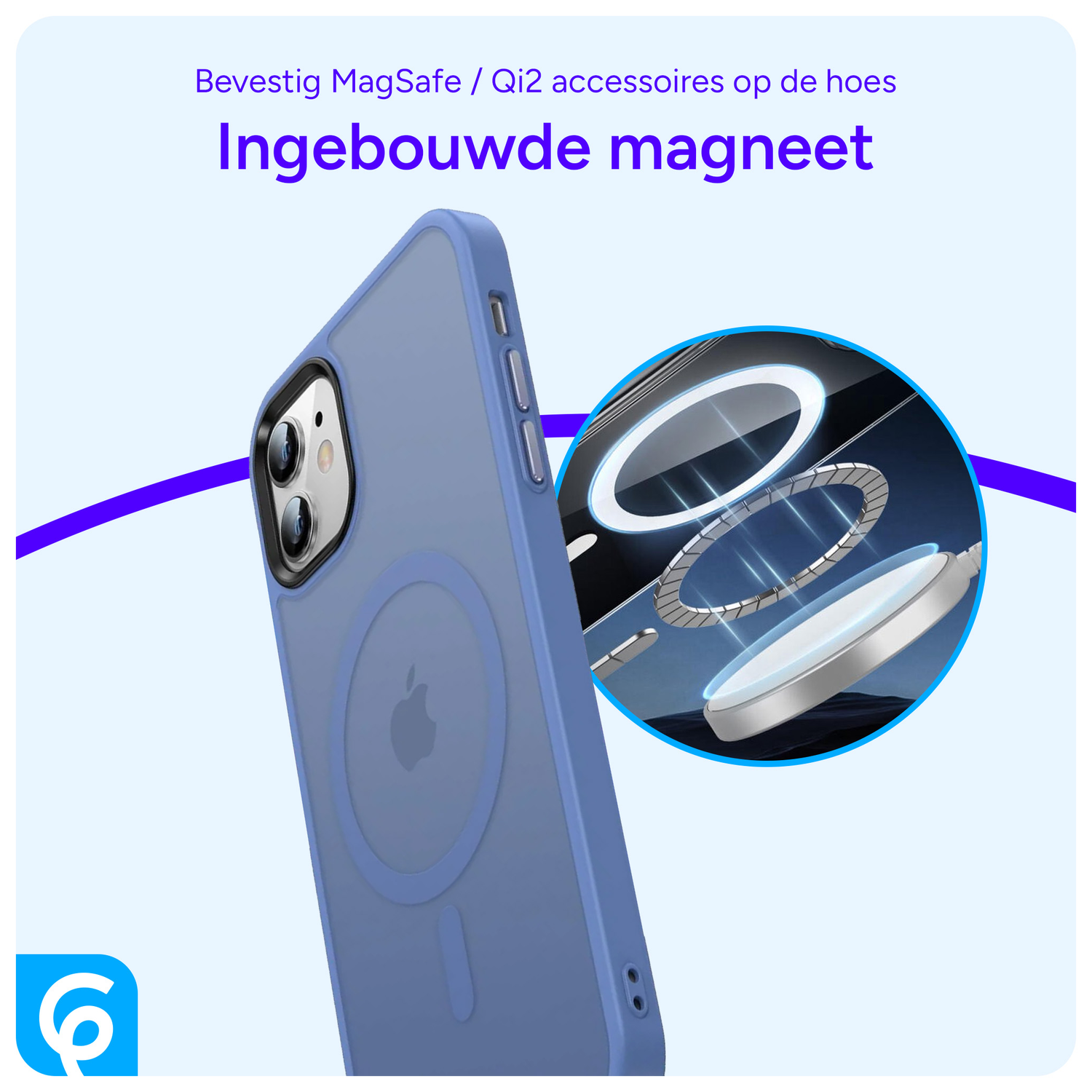 Apple iPhone 11 Hoesje met MagSafe Back Cover Matte Blue afbeelding 2