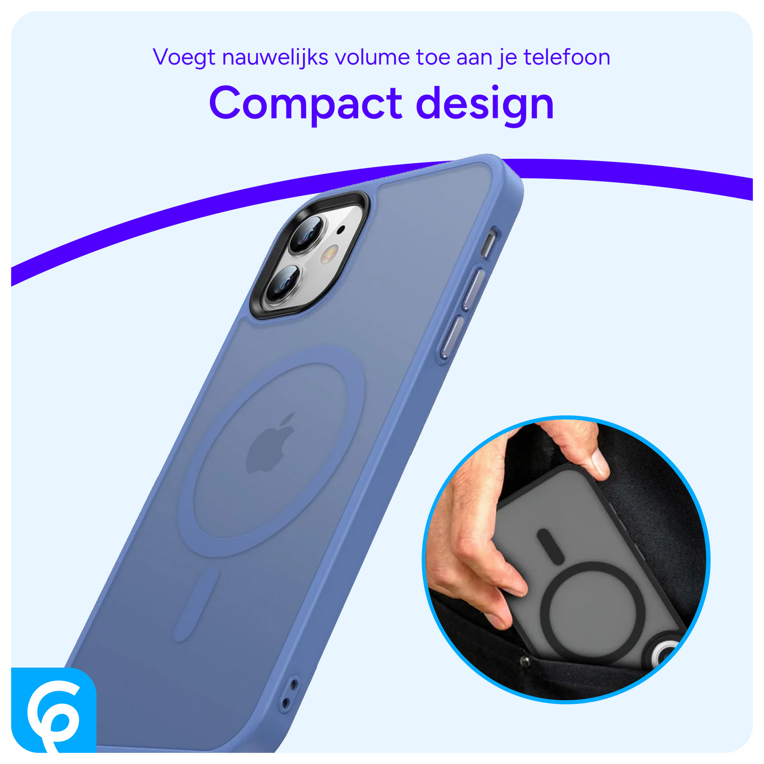Apple iPhone 11 Hoesje met MagSafe Back Cover Matte Blue afbeelding 4