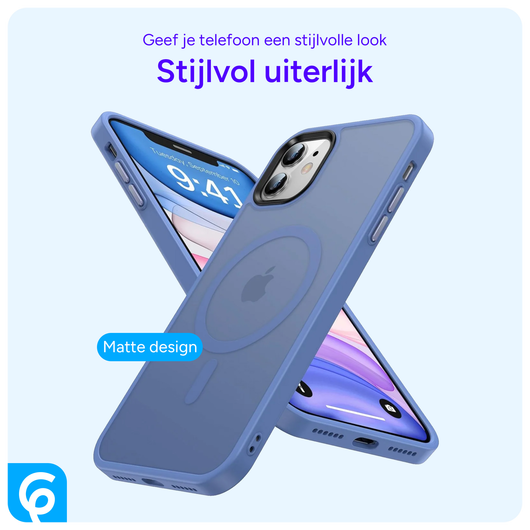 Apple iPhone 11 Hoesje met MagSafe Back Cover Matte Blue afbeelding 5