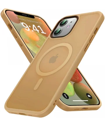 Apple iPhone 12 / 12 Pro Hoesje met MagSafe Matte Back Cover Oranje Hoesjes