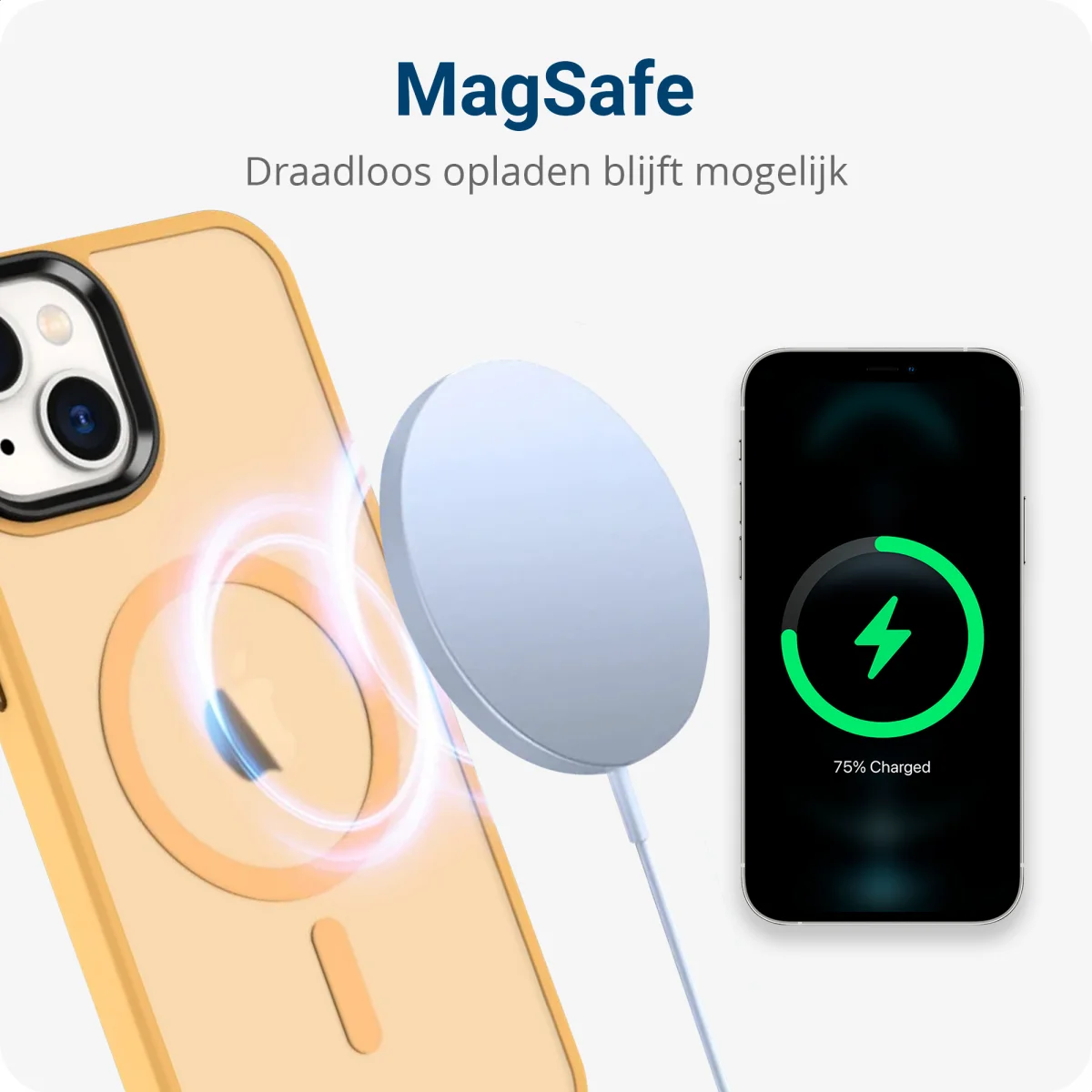 Apple iPhone 12 / 12 Pro Hoesje met MagSafe Matte Back Cover Oranje afbeelding 4