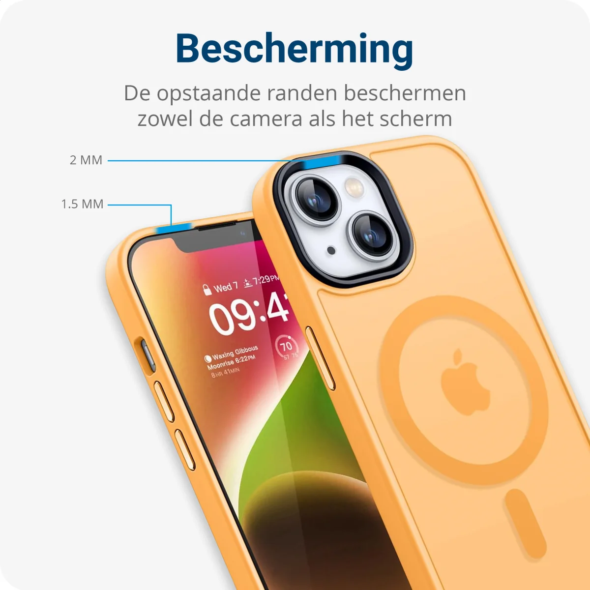 Apple iPhone 12 / 12 Pro Hoesje met MagSafe Matte Back Cover Oranje afbeelding 7