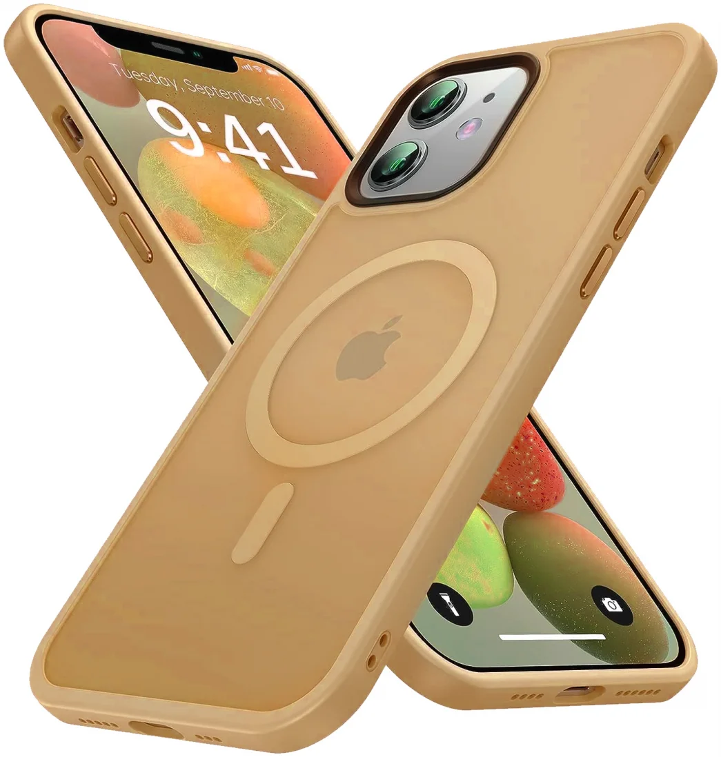 Apple iPhone 12 / 12 Pro Hoesje met MagSafe Matte Back Cover Oranje afbeelding 1
