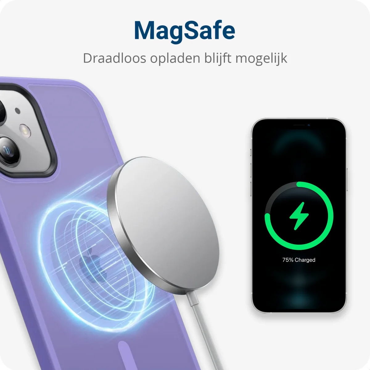 Apple iPhone 12 / 12 Pro Hoesje met MagSafe Matte Back Cover Lila afbeelding 4
