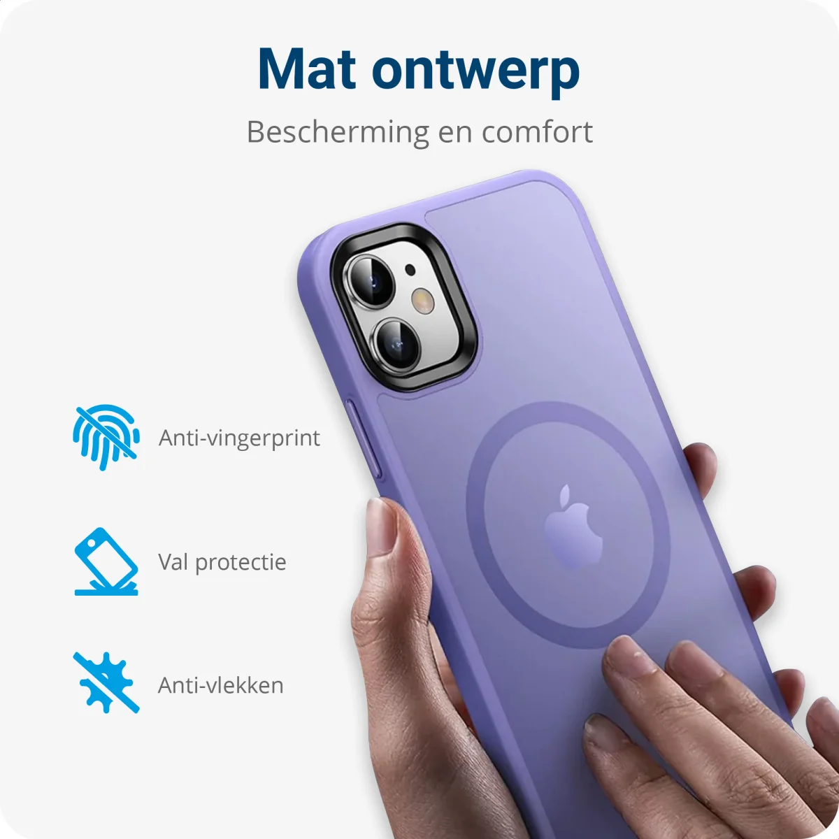 Apple iPhone 12 / 12 Pro Hoesje met MagSafe Matte Back Cover Lila afbeelding 5