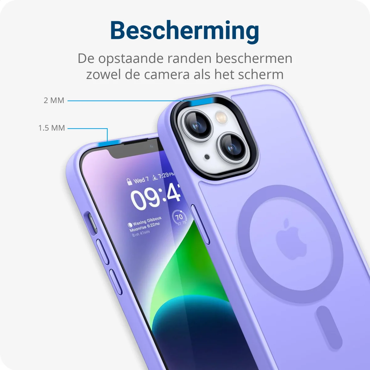 Apple iPhone 12 / 12 Pro Hoesje met MagSafe Matte Back Cover Lila afbeelding 7