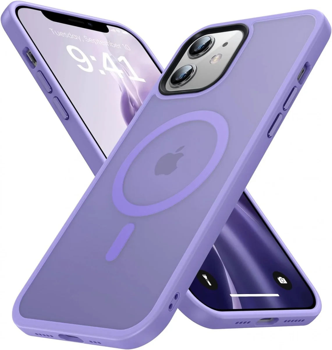 Apple iPhone 12 / 12 Pro Hoesje met MagSafe Matte Back Cover Lila afbeelding 1