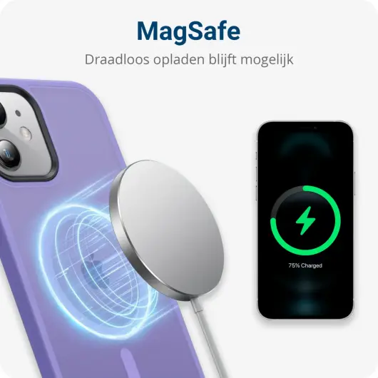 Apple iPhone 12 / 12 Pro Hoesje met MagSafe Matte Back Cover Lila afbeelding 4