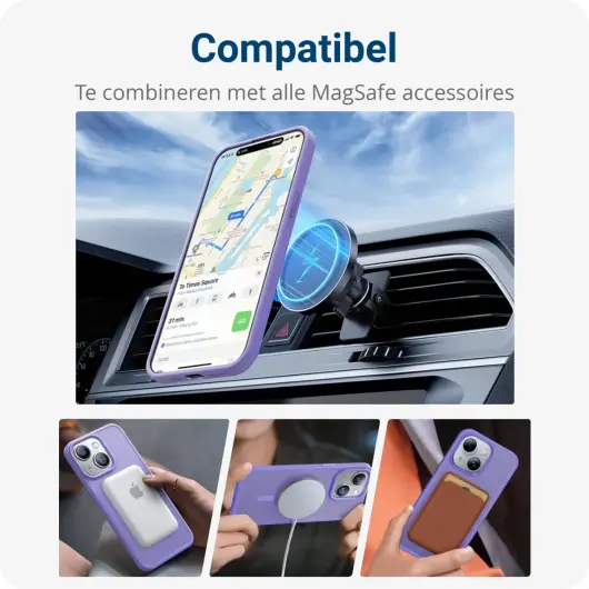 Apple iPhone 12 / 12 Pro Hoesje met MagSafe Matte Back Cover Lila afbeelding 6