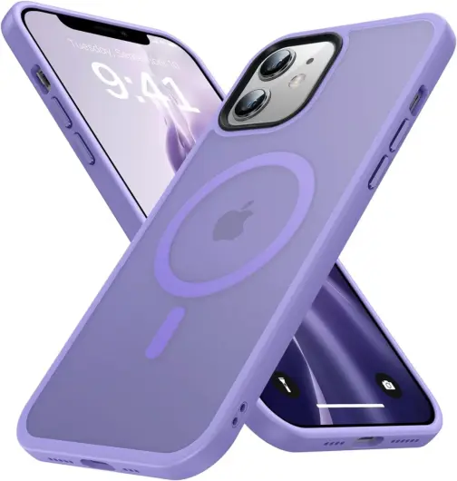 Apple iPhone 12 / 12 Pro Hoesje met MagSafe Matte Back Cover Lila afbeelding 1