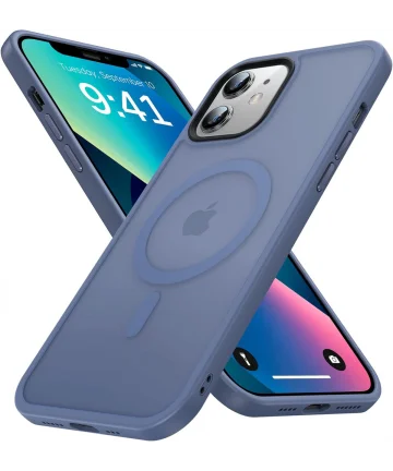 Apple iPhone 12 / 12 Pro Hoesje met MagSafe Matte Back Cover Blue Hoesjes