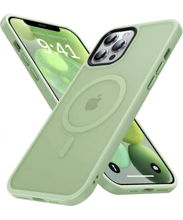 Apple iPhone 12 Pro Max Hoesje MagSafe Back Cover Matte Groen Hoesjes